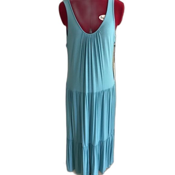 Calvin Klein Tiered Swing Dress Women's Size 12 Blue Sleeveless NWT - Picture 2 of 7